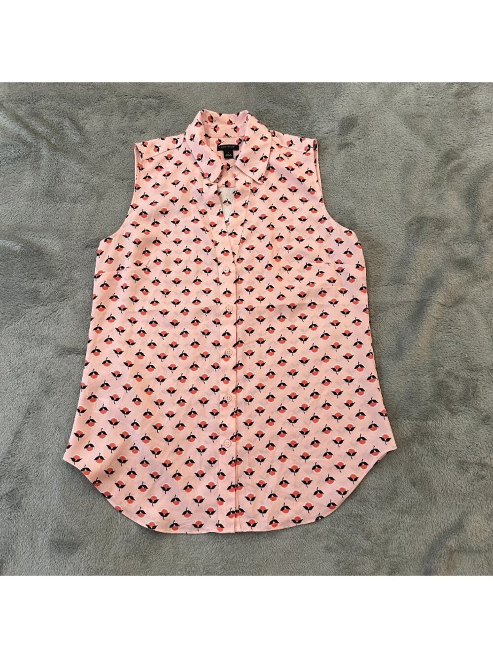 Ann Taylor Sleeveless Collared Button Down Blouse SMALL Novelty Print Floral